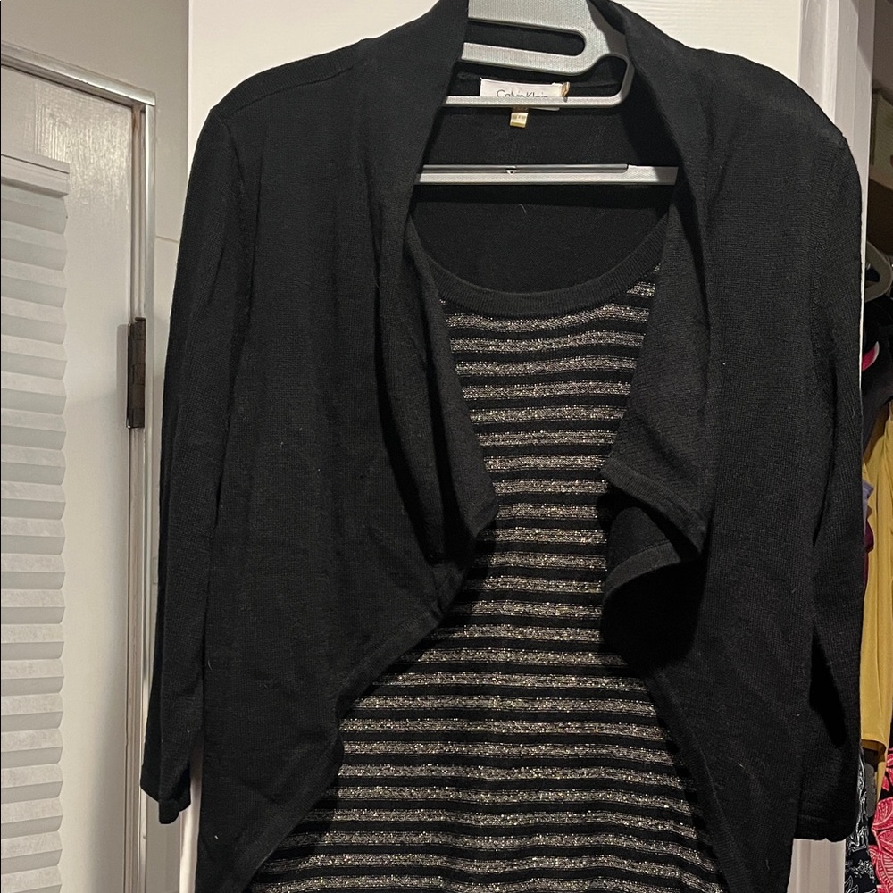 Calvin Klein Black and Gray Women's Shrug size M EUC